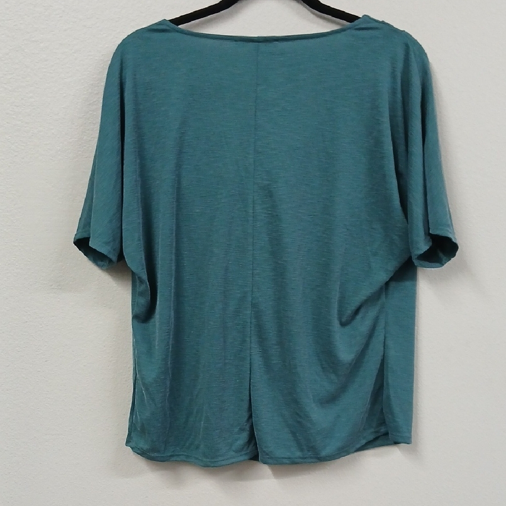 Green Envelope Teal Draped Blouse - Picture 4 of 4